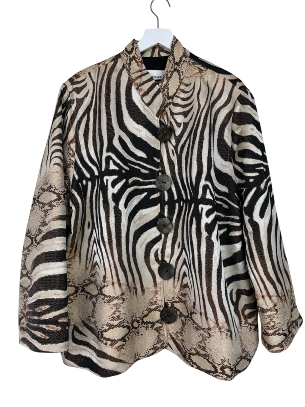 Caroline Rose Jacket Zebra Snake Animal Print No Size Tag Measures as 3X - Picture 2 of 16